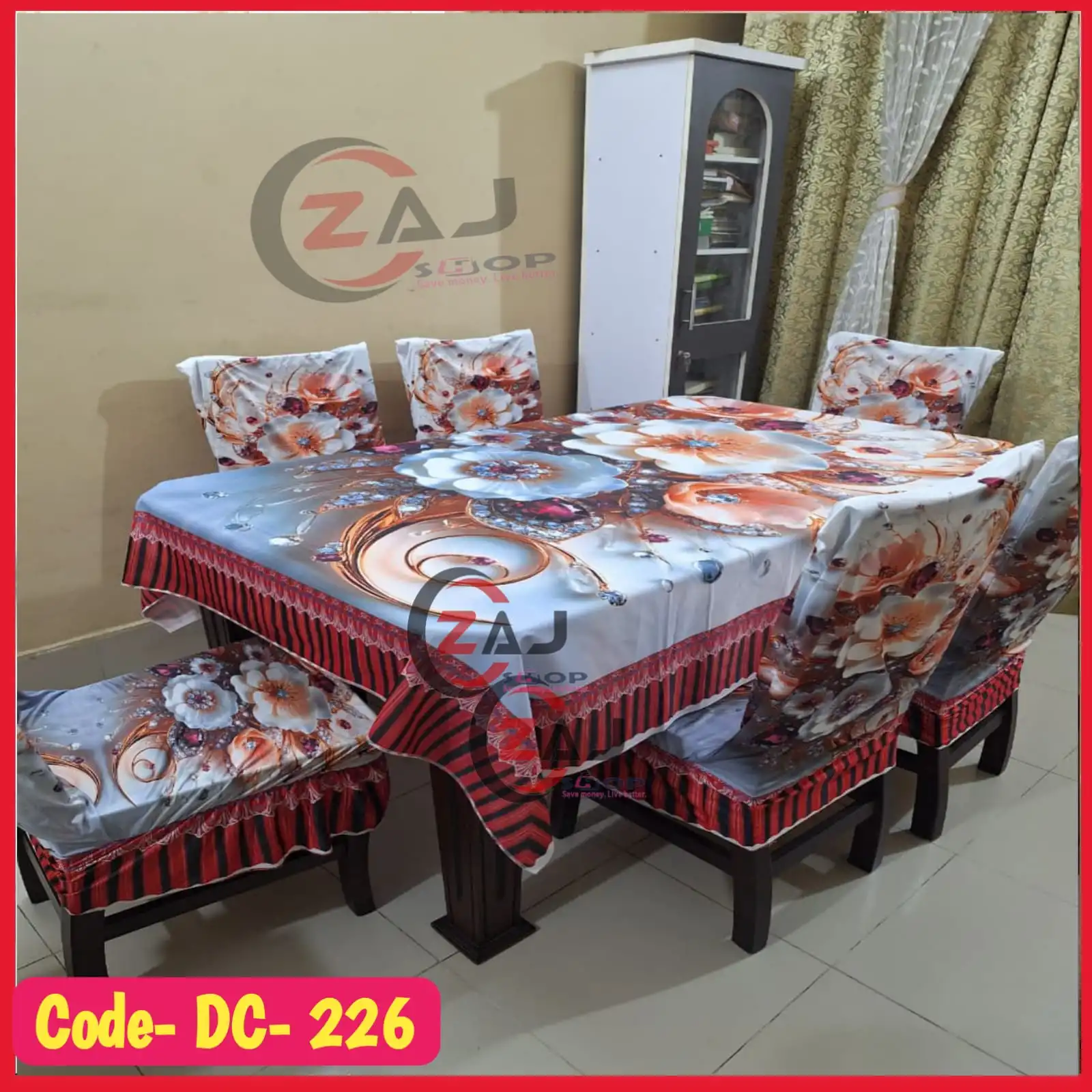 3D প্রিন্টের প্রিমিয়াম ডাইনিং টেবিল ক্লথ ও চেয়ার কভার ।। কোডঃ DC 226